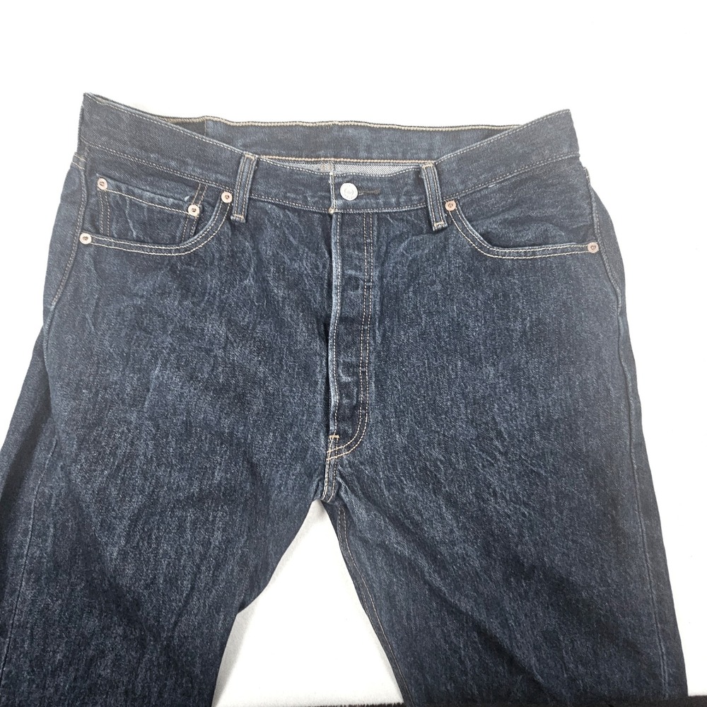 Levis 501 Original Fit Jeans Mens 38x30 Dk Wash Blue Denim Button Fly 005010000 - Picture 2 of 12